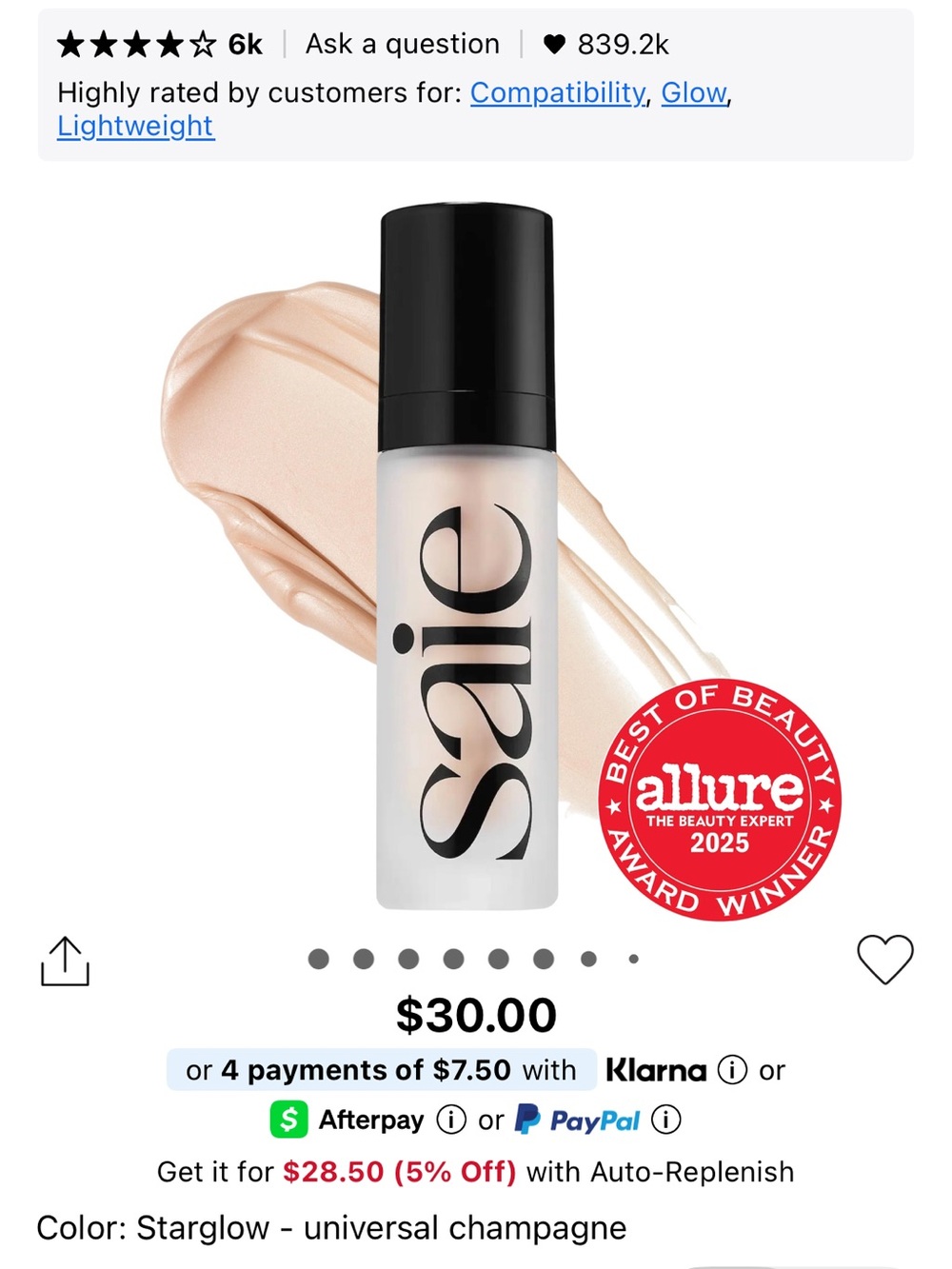 Saie Liquid Highlighter in Champagne Glow